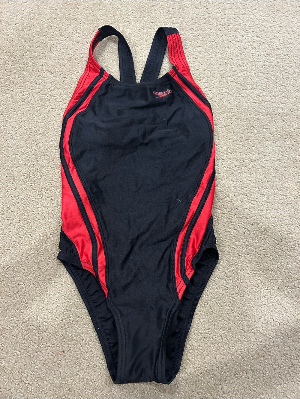 Speedo Black with Red Trim Racerback One-Piece Swim Suit